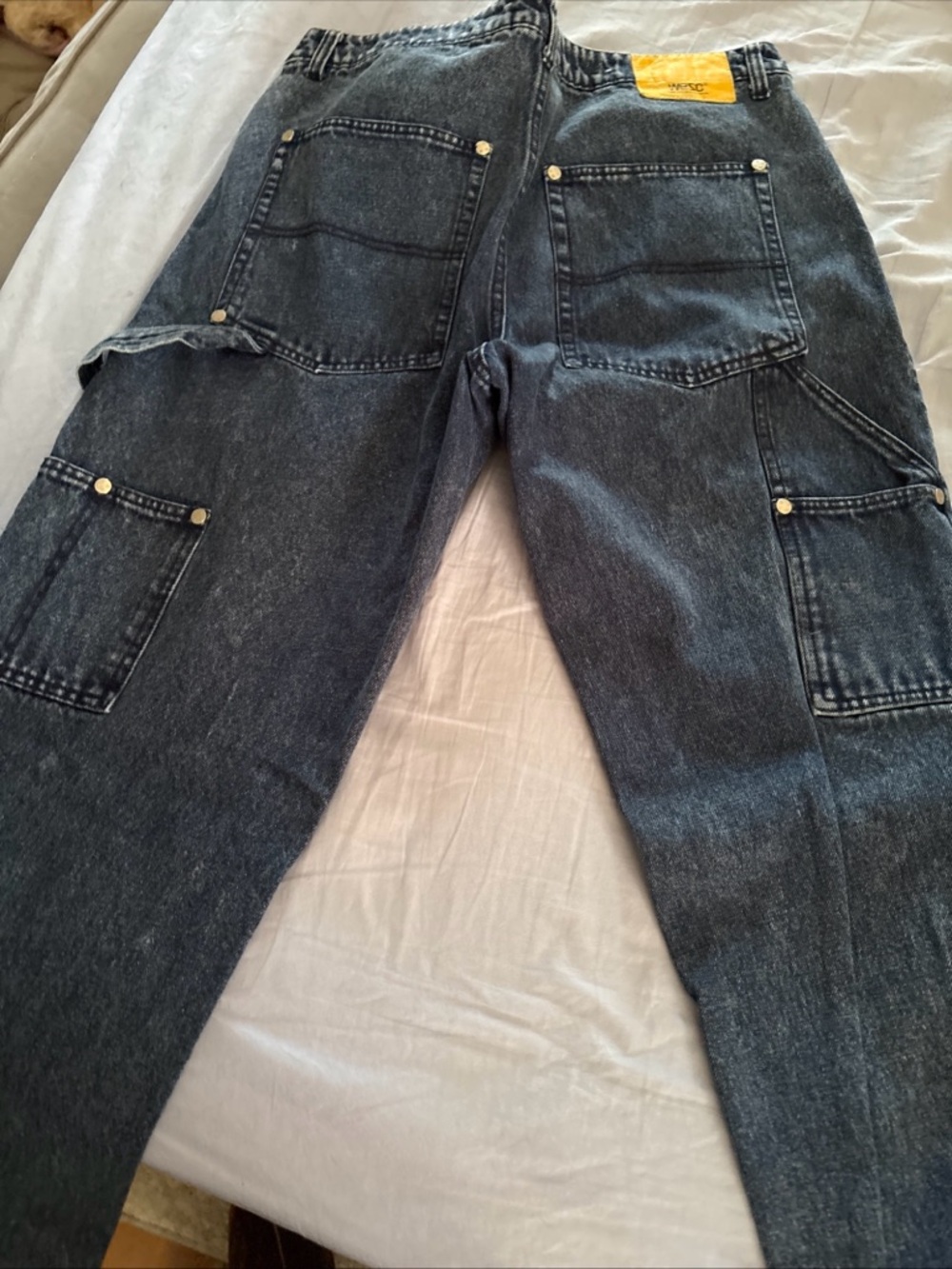 Wesc Men's Jeans - Dark Blue Denim with Yellow Patch - Picture 7 of 7